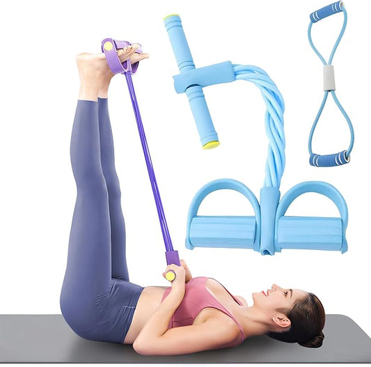 Fitness Resistance Bands-6 Tube, Resistance Bands with Foot Loops, Sit Up Training Band, Upgraded Smart Stirrup Puller,Fitness Pedal Ankle Puller, Pedal Puller Rope