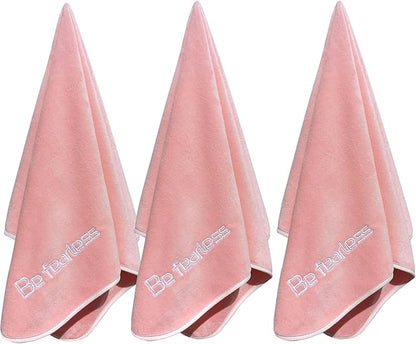 Microfiber Gym Towels Bigger Size Super Soft for Exercise Fitness, Sports, Workout, 380-GSM 15-Inch x 31-Inch Quick-Drying Towels (3 Pack, Pink)
