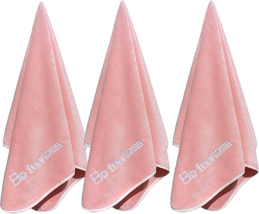 Microfiber Gym Towels Bigger Size Super Soft for Exercise Fitness, Sports, Workout, 380-GSM 15-Inch x 31-Inch Quick-Drying Towels (3 Pack, Pink)