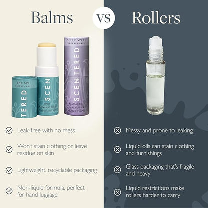 Scentered Aromatherapy Balm Stick Gift Set with Travel Pouch - Sleep, Focus, Stress-Relief, Mood Boost & Calm - 100% Natural Essential Oil Blends: Lavender, Chamomile, Rosemary, Cedarwood, Ylang Ylang