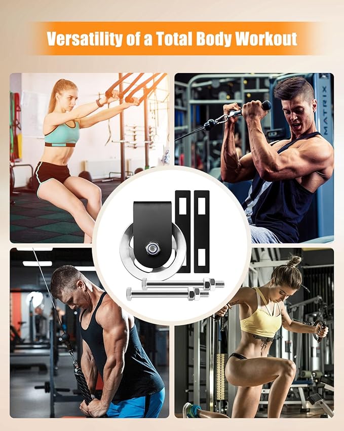 Home Gym Pulley System LAT Pulley Machine, Heavy Duty 304 Steel Cable Pulley System for Power Cage with Quiet Aluminum Pulley