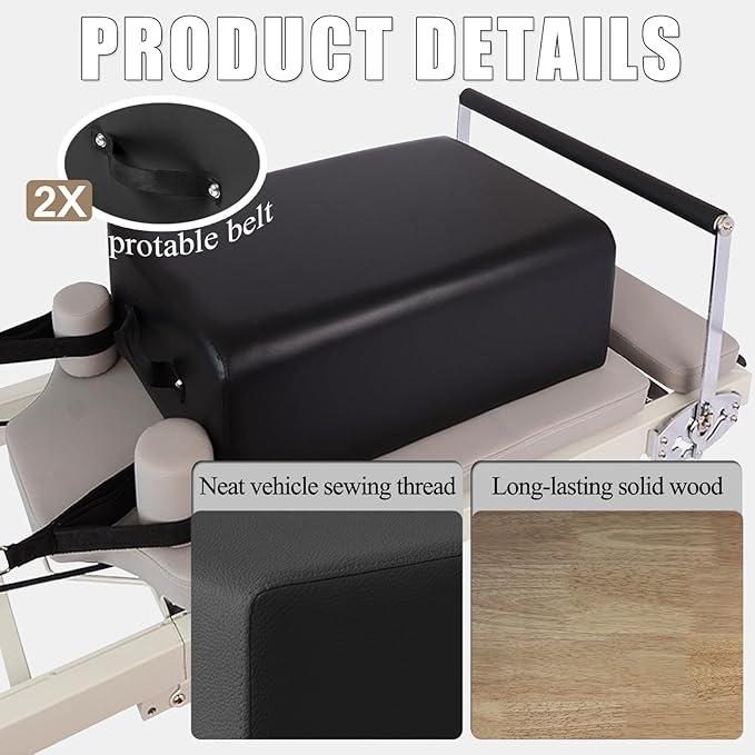 Black Pilates Reformer Sitting Box & Accessory for Stretching, Balance & Exercise - Home Gym Equipment