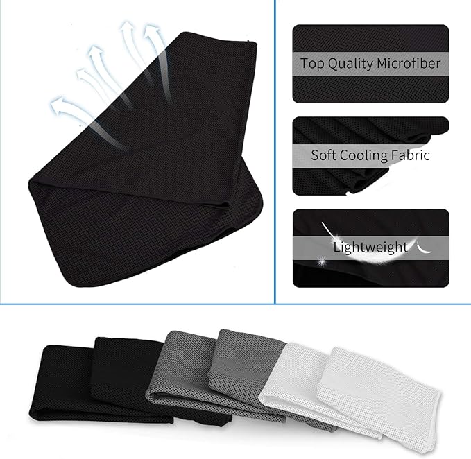 4 Packs Cooling Towels (40x12 Inch), Cooling Towels for Neck and Face, Stay Cool in Hot Weather for Sports, Gym, Yoga, Golf, Hiking, Camping & Travel