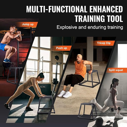 VEVOR Plyometric Jump Box, 18 Inch Plyo Box, Steel Plyometric Platform and Jumping Agility Box, Anti-Slip Fitness Exercise Step Up Box for Home Gym Training, Conditioning Strength Training