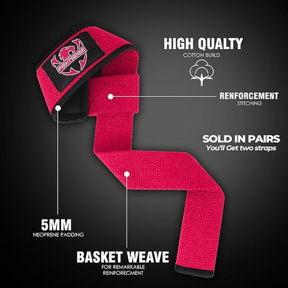 FIGHTSENSE Lifting straps for weightlifting, Gym wrist straps for men women, Neoprene Padded Cotton Weightlifting Straps for Bodybuilding, Powerlifting, Deadlifting and strength training