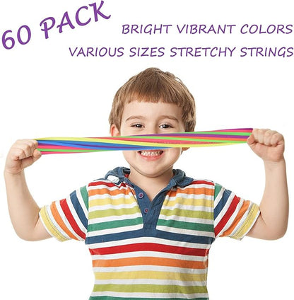 64 Pcs Stretchy String Fidget Toys , Stress Relief Kits for Kids and Adults,Gifts for Birthday Party Favors, Christmas Stocking Stuffers, School Classroom Rewards（Assorted Forms and Colors）