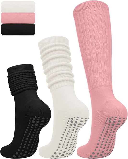 3/6 Pairs Grip Pilates Socks for Women, Non-slip Yoga Athletic Socks for Barre Ballet Barefoot Workout Hospital