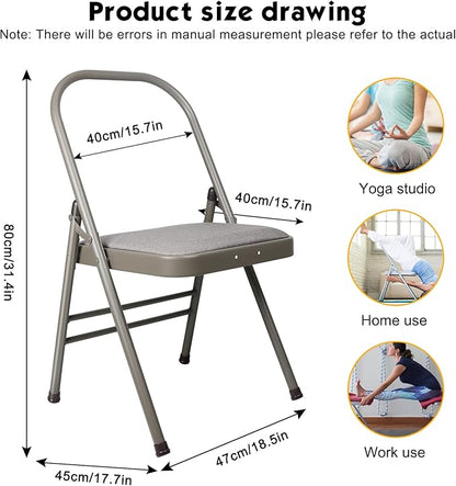 Yoga Auxiliary Chair Backless Yoga Chair Portable Folding Yoga Chair with Non-Slip Feet Covers for Flexibility and Strength Training