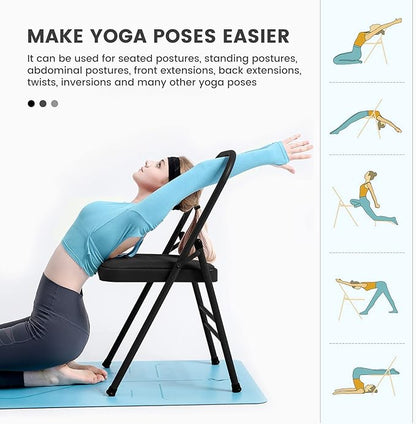 Yoga Auxiliary Chair Backless Yoga Chair Portable Folding Yoga Chair with Non-Slip Feet Covers for Flexibility and Strength Training