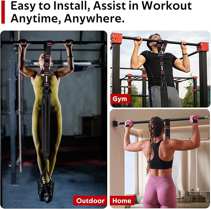 Pull Up Assistance Bands Set, Heavy Duty Adjustable Pull Up Assist Band with Feet Rest, Strength Training Bands for Home Gym Fitness, Pull-Up Bar, Calisthenics and Body Stretching