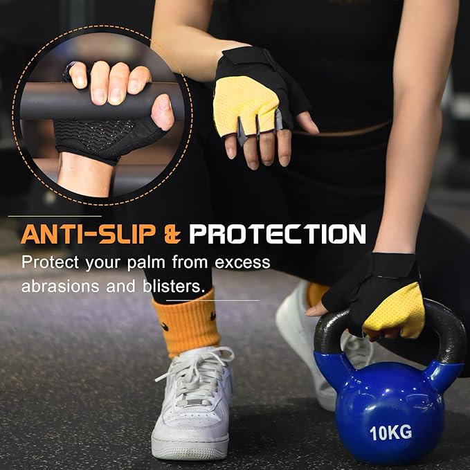 Sunnex Gym Gloves - Fingerless, Breathable Workout Gloves for Weightlifting, Cycling & More