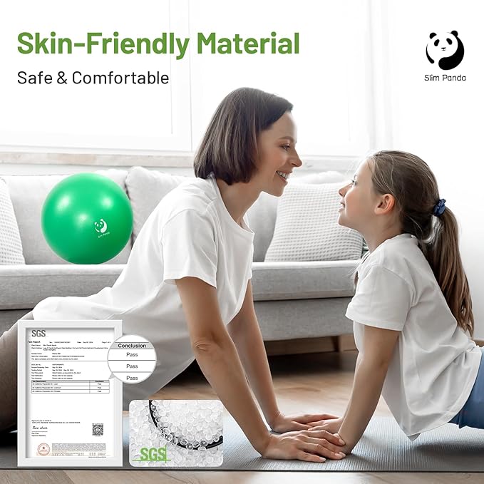 Slim Panda Pilates Ball, 9 Inch Small Exercise Ball, Anti Burst Mini Yoga Ball for Stability, Workout, Barre, Core Strength, Physical Therapy, Balance, Stretching