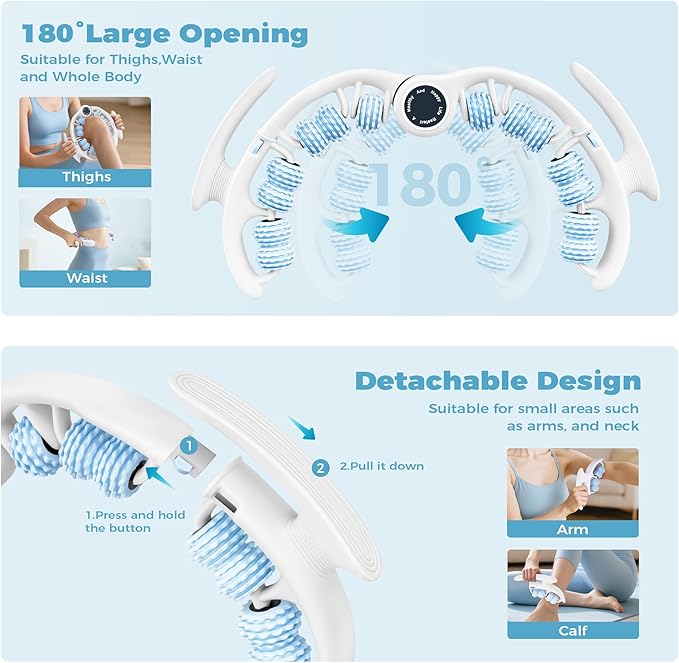 Cellulite Massage Tool, Fascia Blaster for Cellulite, Lymphatic Drainage Massager Relieve Muscle Soreness, Anti Cellulites Roller with Detachable Roller Handle to Massage More Areas (White)