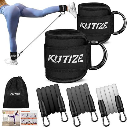 Ankle Resistance Bands with Cuffs for Women & Men - 3-Level Adjustable Leg & Glute Workout Equipment, Portable Home Gym Exercise Bands for Kickbacks, Hip Thrusts, Yoga, Strength Training