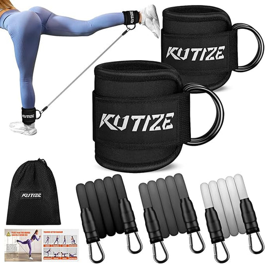Ankle Resistance Bands with Cuffs for Women & Men - 3-Level Adjustable Leg & Glute Workout Equipment, Portable Home Gym Exercise Bands for Kickbacks, Hip Thrusts, Yoga, Strength Training
