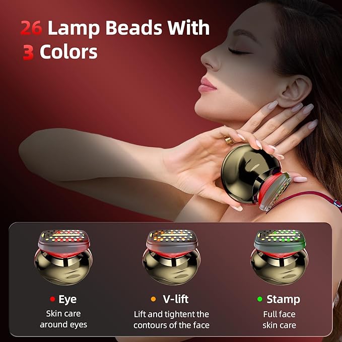 Face Massager with Light Therapy for Face, 3-in-1 Skin Tightening Device for Wrinkles, Home Use Face Lifting Device
