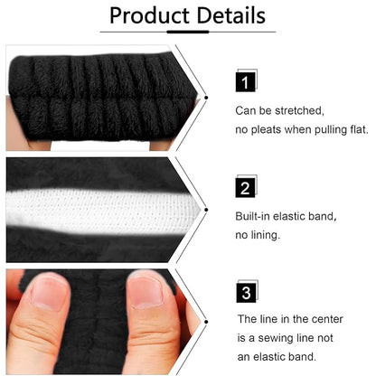 VELSCRUN Spa Headbands for Wash Face, Makeup Headband, Facial Skincare Headbands, 5 Pcs Black Puffy Sponge Spa Headband Bow Tie Hair Band Hair Clips Wristband Set Women Girls Accessories