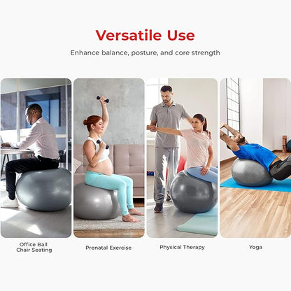 Sunny Health & Fitness Premium Anti-Burst Exercise Balls for Core Strength, Yoga, Pilates, Barre, Physical Therapy, Balance, Flexibility Non-Slip & Odorless