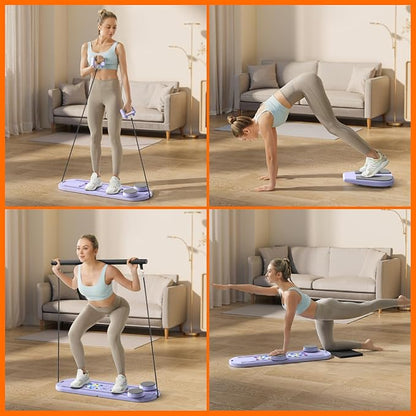 Pilates Board,Multifunctional Rebound Abdominal Board,Foldable Pilates Reformer Set, Ab Core Trainer Machine,Ab Exercise Board,Abs Workout Equipment for Women Home Gym Equipment