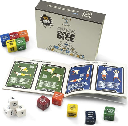 Quick Sweat Fitness Dice. Bodyweight Exercise Workout Game. Designed by a Military Fitness Expert. Video Instructions Included. No Equipment Needed. Burn Fat Build Muscle. (2019 Box Set)