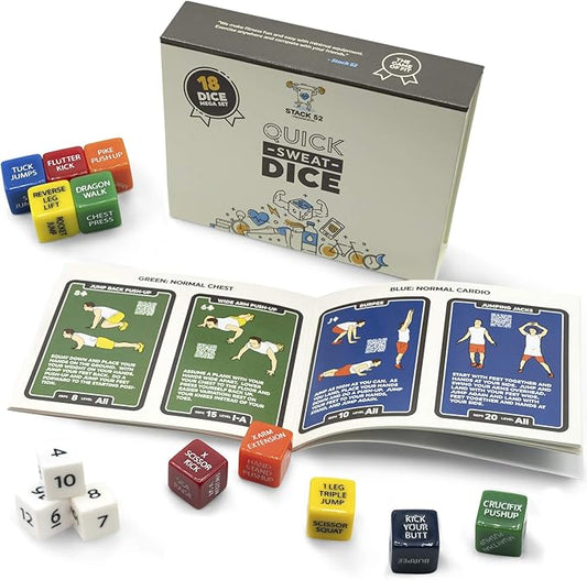 Quick Sweat Fitness Dice. Bodyweight Exercise Workout Game. Designed by a Military Fitness Expert. Video Instructions Included. No Equipment Needed. Burn Fat Build Muscle. (2019 Box Set)