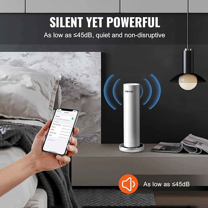 VEVOR Scent Machine for Home, 120ml Bluetooth Smart Essential Oil Diffuser With Cold Air Tech, Waterless Scent Diffuser for Spa, Yoga, Office, Hotel, Cover Up to 1000 sq.ft