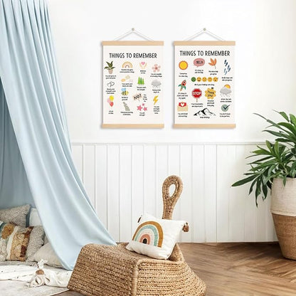 DNEULYR Mental Health Wall Decor, Things to Remember Wall Art With Wooden Poster Hanger, Mental Health Posters Wall Decor for Counselor Therapy Office Classroom Kids Room, 12x16 Inches Set of 2