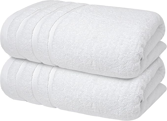 Infinitee Xclusives 100% Cotton Luxury Bath Towels Set of 2 (27x54 Inches) (Brilliant White, Bath Towels - Pack 2)