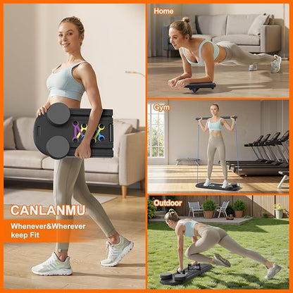 Pilates Board,Multifunctional Rebound Abdominal Board,Foldable Pilates Reformer Set, Ab Core Trainer Machine,Ab Exercise Board,Abs Workout Equipment for Women Home Gym Equipment