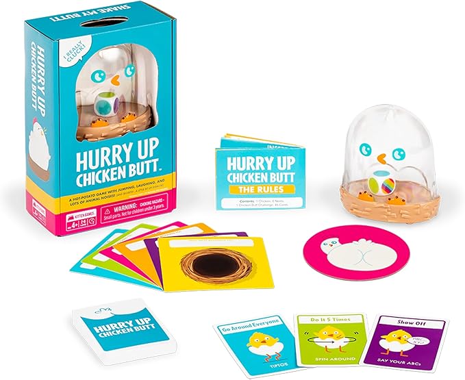 Exploding Kittens Hurry Up Chicken Butt 2-6 Players - Ages 4+ - 2 Minutes to Play - Hot Potato Style Card Game - Fun Card Game, Family Game Night, Creative Kids Game
