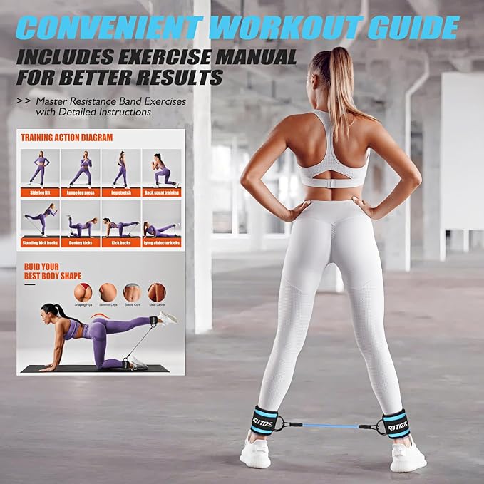 Ankle Resistance Bands with Cuffs for Women & Men - 3-Level Adjustable Leg & Glute Workout Equipment, Portable Home Gym Exercise Bands for Kickbacks, Hip Thrusts, Yoga, Strength Training
