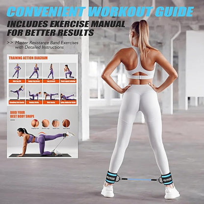Ankle Resistance Bands with Cuffs for Women & Men - 3-Level Adjustable Leg & Glute Workout Equipment, Portable Home Gym Exercise Bands for Kickbacks, Hip Thrusts, Yoga, Strength Training