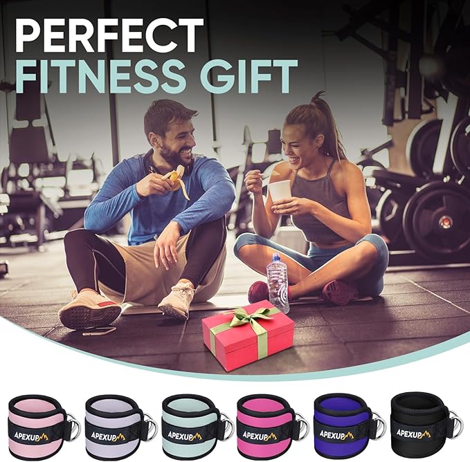 APEXUP Ankle Strap for Cable Machine, Ankle Resistance Bands, Cable Kick Back Straps for Gym, Glute Workouts, Leg Extensions, Adjustable Straps with Neoprene Padding