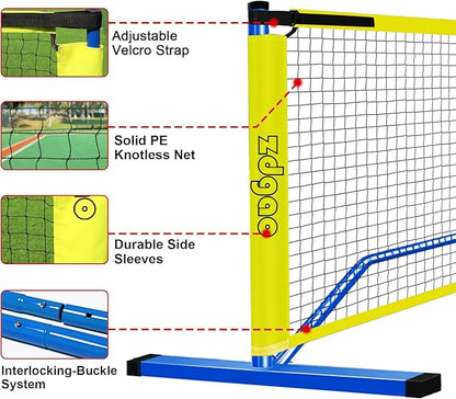 Pickleball Net Set for Driveway, 22FT Regulation Size Pickleball Net with Paddles Set of 4, Outdoor Pickleballs and Carry Bag for Driveway, Weather Resistance Strong Steel Frame