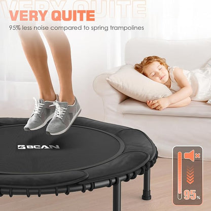 BCAN 450LBS/550LBS Foldable Mini Trampoline, 40"/48" Fitness Trampoline with Durable Bungees, Stable & Quiet Exercise Rebounder for Adults,Great Mini Trampoline for Indoor/Garden Workout - 2
