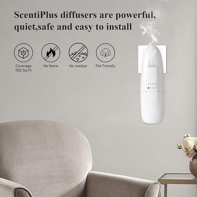 Plug in Waterless Aroma Diffuser for Essential Oils 500 Sq. Ft, Portable Fragrance Diffuser with Cold-Air Diffusion Tech for Large Room, Office, Spa, White (2 Pack)