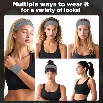 Headbands for Women - 12Pcs Non-Slip Cotton Cloth Headbands for Women's Hair Accessories,Fashion Sports Hair Bands & Ties,Soft Fabric for Yoga,Running,Workout