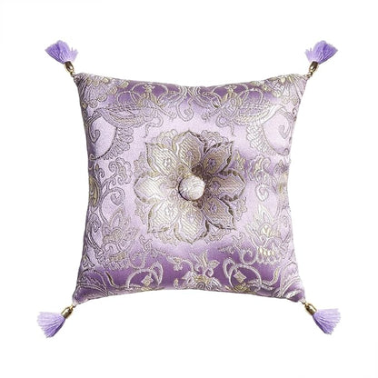 Singing Bowl Cushion for Tibetan Singing Bowls, Handmade Silk Brocade Square Cushion Pillow for Sound Healing and Crystal Sound Bowls Accessories(Lavender,5 Inch)