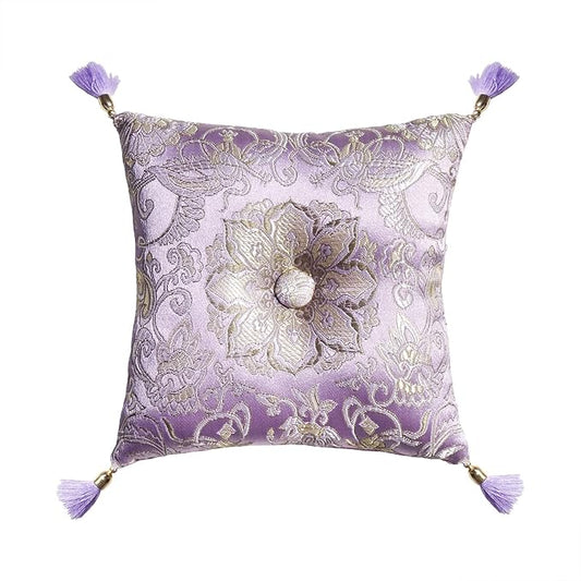 Singing Bowl Cushion for Tibetan Singing Bowls, Handmade Silk Brocade Square Cushion Pillow for Sound Healing and Crystal Sound Bowls Accessories(Lavender,5 Inch)
