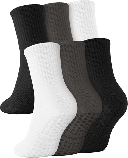 3/6 Pairs Grip Pilates Socks for Women, Non-slip Yoga Athletic Socks for Barre Ballet Barefoot Workout Hospital