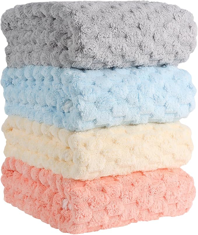 Luxury Microfiber Bath Towels 4-Pack | 8X Absorbent Quick-Dry 27.5x55in (70x140cm) | Ultra Lightweight & Hypoallergenic for Spa, Gym, Travel | Super Soft Bath Sheets Set, 4 Colors