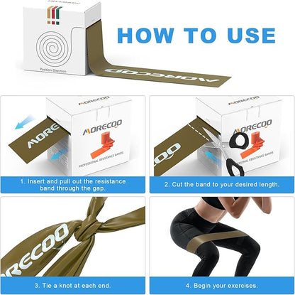 MORECOO Risistance Bands, 25 Yard Roll Professional Latex Stretch Bands for Physical Therapy, Elastic Bands for Upper & Lower Body Exercises, Lower Pilates, Home Workouts & Rehab, Core Exercise