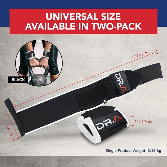 Doctor-Developed Gym Wrist Wraps, wrist compression brace for Workout, weightlifting straps, wrist wraps for weightlifting for Wrist Support, lifting straps gym for Men Women (Black&White)