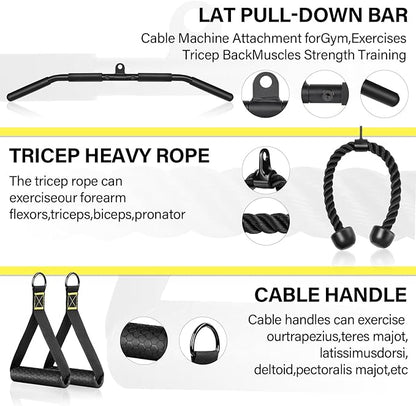 NIHAO Fitness LAT and Lift Pulley System, Cable Pulley Attachments for Biceps Curl, Triceps Pull Down, Forearm, Back, Shoulder Gym Equipment