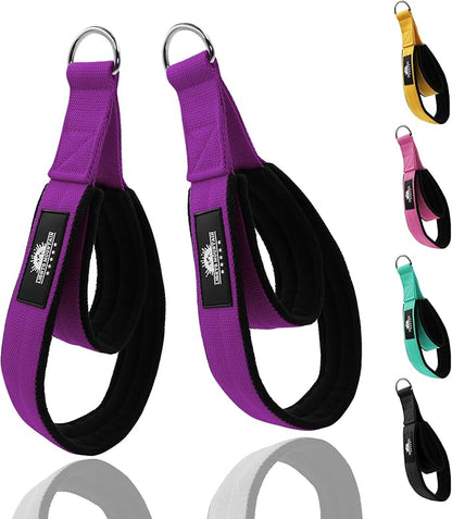 1 Pair Pilates Double Loop Straps for Reformer Fitness D-Ring Straps Handle, Yoga Exercise Accessories for Home Gym Workout