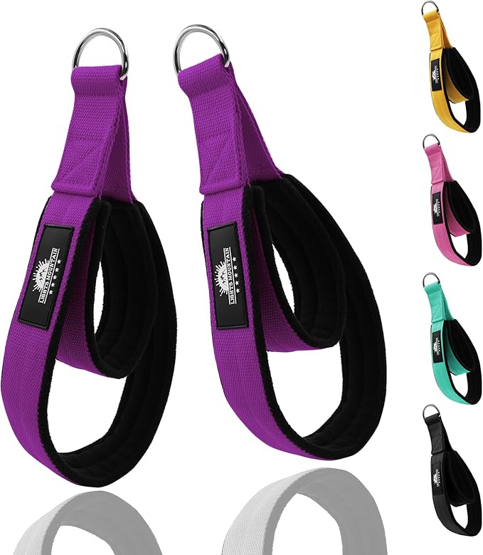 1 Pair Pilates Double Loop Straps for Reformer Fitness D-Ring Straps Handle, Yoga Exercise Accessories for Home Gym Workout