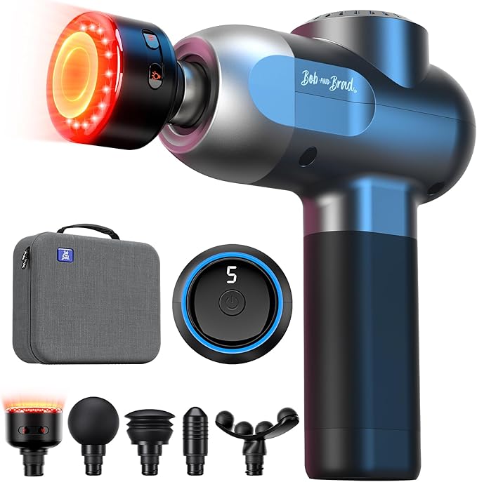 BOB AND BRAD C2 Ultra Massage Gun with Heat and Infrared LED Light, Deep Tissue Percussion Massager Gun, Muscle Massager Electric Back Massagers for Professional Athletes Home Gym