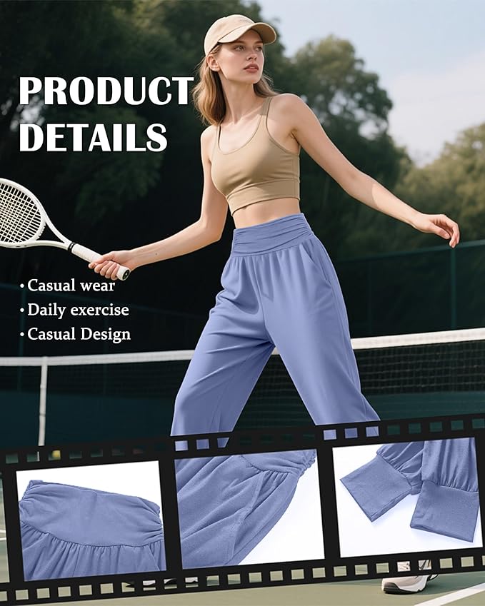 2 Pack Women's Yoga Joggers, Cozy Sweatpants with Pockets Casual Loose Comfy High Waisted Lounge Pants