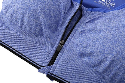 Women's Zipper Front Closure Sports Bra Racerback Yoga Bras