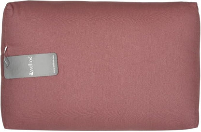WELLROX Rectangular Yoga Bolster Pillow, 18" x 12" x 6", Pink Cotton